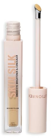 Revolution Skin Silk Radiant Serum - Augenaufheller - Hydratisiert und glättet mit Hyaluronsäure und Squalan - Vegan & Cruelty-Free - Medium Yellow - 4 ml