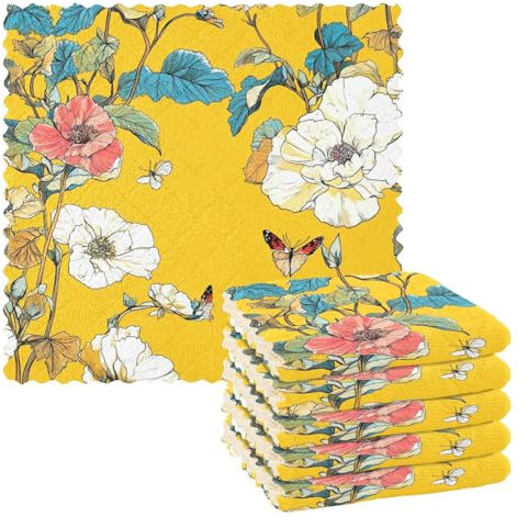 siphylline Süße Begonie gelbe Auto-Trockentücher, extra groß, für Küche, Küche, Frottee, Küchenhandtücher, dekorativ, Bauernhof, bunt, Valentinstag, 27,9 x 27,9 cm