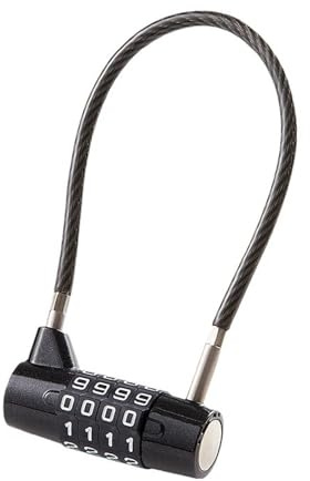 WENJION Combination Lock with 4-Digit Code and 175 mm Steel Cable, Padlock for Garden Furniture, Tool, Fridge Handle, Gate, Multi-Purpose Lock with Combination Code, Pack of 1