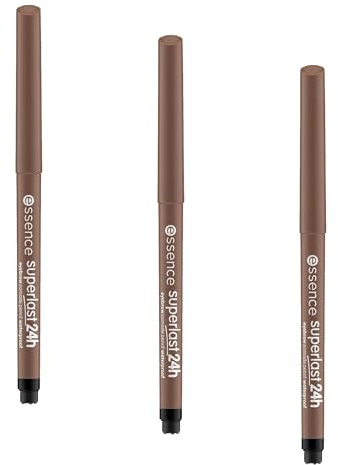 essence SUPERLAST 24h eyebrow pomade pencil waterproof, Augenbrauenstift, Nr. 20, Braun, vegan, wasserfest, ohne Mikroplastikpartikel, Nanopartikel frei, 3er Pack (0.31g)