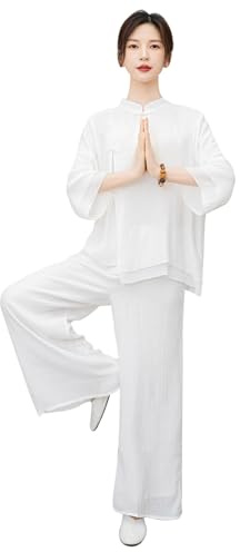 CHUIKUAJ Tai Chi Anzug Damen - Baumwolle und Leinen Meditation Yoga Kleidung Trainingskleidung Kung Fu Kleidung Wushu Anzug Qi Gong Kleidung Kampfsport