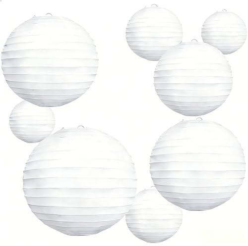 6pcs (30cm) Weiße Papierlaternen, dekorative chinesische hängende runde Papierlaternenlampe für Geburtstag, Hochzeit, Weihnachten, Brautparty-Dekorationen 12inch