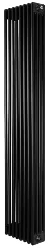 Traditional 4 Column Radiator 1800mm x 380mm Modern Central Heating Heater Matt Black Carbon Steel Vertical Wall Mounted Kitchen Living Room Bathroom Cleaning Brush Fixing Kit & Brackets