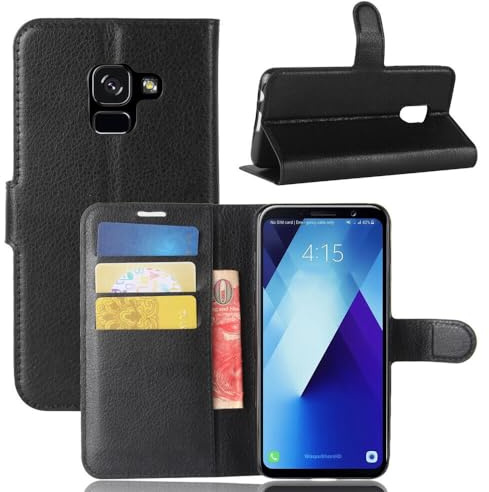 betterfon | Buch Tasche Hülle Etui Book Case Cover Schutz Hülle Handy Tasche für Samsung Galaxy A8 2018 Schwarz