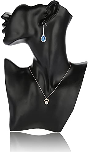 YUYTE Porta Gioielli Donna, Manichino Porta Collane, Espositore Collane Espositore Orecchini, Che Attira I Clienti in Negozio, Utilizzato per L'esposizione Del Negozio di Gioiellieri(Nero)