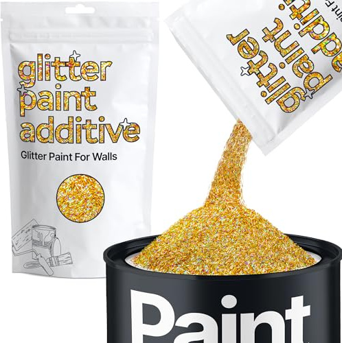 Hemway Gold Holographic Strands Glitter Paint Additive 100g | for Adding Sparkle to Paints & Varnish | Paint Walls Sparkly Add to Emulsion, Acrylic or Lacquer Indoor