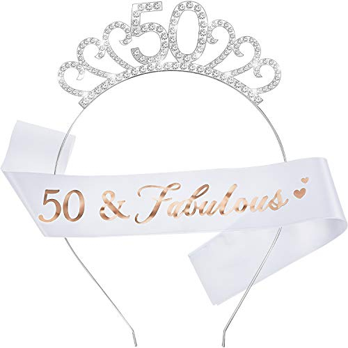 WILLBOND Alles Gute zum Geburtstag Kostüm Set,inklusiv Kristall Tiara Geburtstag Krone und Schärpe für Geburtstag Gefälligkeiten(21 Jahre Alt Stil)