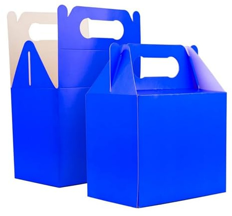SHATCHI 20Pcs Blue Party Food Lunch Boxes Takeaway Containers 14x12x10 cm - Meal Treat, Candy, Cookie, Toys, Cake Packing for Kids Birthday, Wedding, Catering Events, Picnics Party Bags