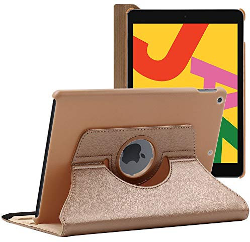 ebestStar - Funda para iPad 10.2 (2019, 2020, 2021) Apple, Carcasa Capa Giratoria, 360 Protectora, Cuero PU Soporte, Dorado