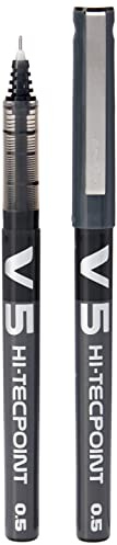 PILOT V5 3131910541103 - Penna roller a inchiostro liquido, 0,5 mm, confezione da 5, colore: nero