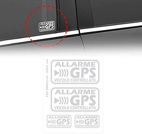 4R Quattroerre.it 6220 Aufkleber GPS-Alarm kontrolliertes Fahrzeug, Weiß