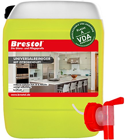 FETTLÖSER Zitrone 25 Liter Konzentrat inkl. Auslaufhahn 61 mm (1710.25A) - Öl Ruß Nikotinentferner Allzweckreiniger Reinigungskonzentrat - Poolreiniger Küchenreiniger