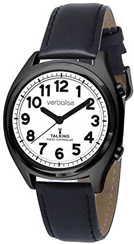 Verbalise Talking Watch Radio Controlled with Black Leather Strap