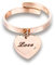 PJ-doppio ciondolo a forma di cuore, anello regolabile, placcato in argento, per compleanno, anniversario, Natale e Rame, colore: Oro rosa