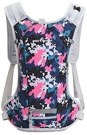 6L wasserdichter atmungsaktiver Fahrrad-Fahrradrucksack mit Helm-Organizer-Tasche, Trinkrucksack zum Radfahren Reiten Laufen WandernLaufen (Puderblaue Tarnung)