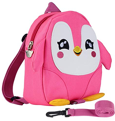 KEESIN Baby Kleinkind Kinderrucksack, süßer Babyrucksack mit Tierkarikatur süßer Pinguin für Alter 1-6 Jahre Kinder, Kleinkinder, Jungen, Mädchen (Pink)