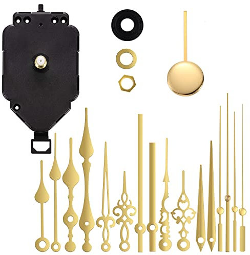 DASHUAIGE Quarz Pendel Trigger Clock Uhrwerk, 6 Paar Lange Achse und Kurze Achse Uhrwerk mit manueller Batterieversorgung, Wanduhr-Mechanismus Teile Motor Ersatz DIY Reparatur Teile (Gold)