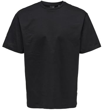 ONLY & SONS Herren Rundhals T-Shirt ONSFRED - Relaxed Fit S-XXL Schwarz Weiss, Größe:L, Farbe:Black 22022532