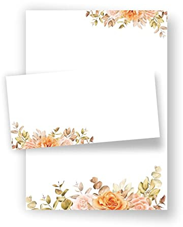 Briefpapier Wildrose I Set Briefpapier/Umschläge | DIN A4