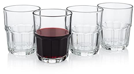 Trattoria-Stil Vino da Tavola – Italienisches Weinglas ohne Stiel und stapelbar, 4-teiliges Set (Geschenkbox-Kollektion)