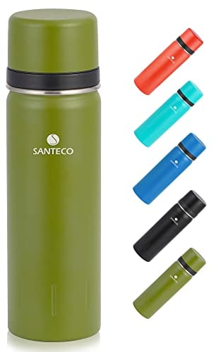 SANTECO Borraccia Termica, Termos Caffè in Acciaio Inox Doppia Mantiene le bevande fredde per 24 ore e calde per 12 ore, Bottiglia thermos a prova di perdite, senza BPA(Verde, 1000ML)