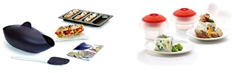 Lékué Kit para Hacer Pan, Silicona, marrón, 30 x 25 x 15 cm (3000085SURM017) & Kit 2 OVOS (Cub+CIL) Blanco, Silicona, Translúcido, centimeters