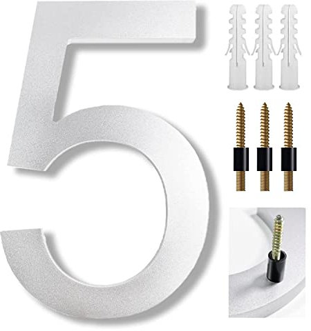 8 Inch Large House Numbers Floating Sliver House Numbers Plaques,Modern Door Numbers Plates Signs with Nail Kit for Outside Wall Address Garden Mailbox Dec, Strong Sliver Acrylic Material (5)