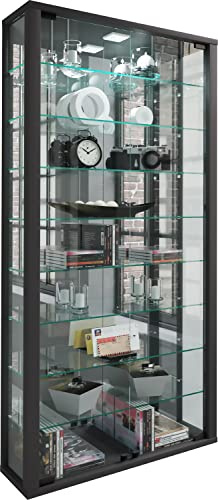 VCM Hanging Glass Display Cabinet with Tempered Safety Glass Dimensions Approx. H 115 x W 59 x D 18 cm Modern and Space-Saving Vitrosa Maxi Mirror Black