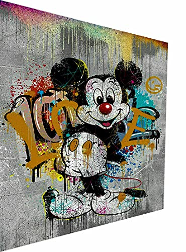 Magic Canvas Art - Bilder Pop Art Micky Maus Love Leinwandbild 1- teilig Hochwertiger Kunstdruck modern Wandbilder Wanddekoration Design Wand Bild – B8310, Größe: 60 x 40 cm