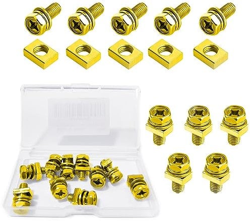 10 juegos de tornillos y tuercas para batería de motocicleta, tornillo hexagonal para ATV, scooter, moto, quad, M5x14mm, acero inoxidable 304 (dorado)