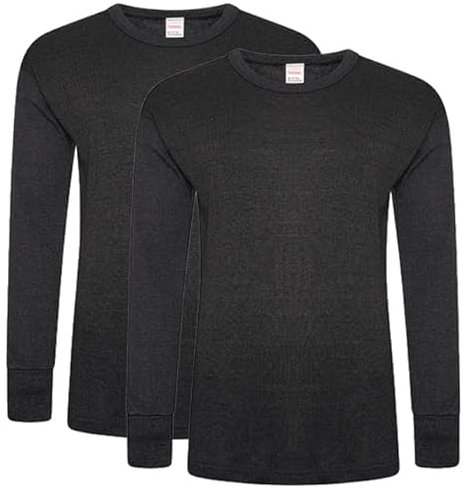 DOLCE ENVY Men's Thermal 2 Pack Long Sleeve Tops Warm Base Layer for Winter Suitable for Daily Use High Performance Full Sleeves Tops (XL, Charcoal)
