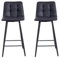 Lot de 2 Tabourets de Bar, Chaises Hautes, Revêtement en PU avec Dossier et Repose-Pieds, Cadre en Métal pour Bar Bistro, 43 cm (L) x 34 cm (l) x 97 cm (H) (Noir)
