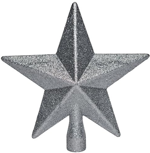 Bambelaa! Weihnachtsbaumspitze Christbaum Dekoration Weihnachten Ornament Glitzernd Stern Größe Ca. 18 cm Silber