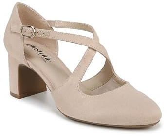 Life Stride Womens Tracy Strappy Block Heel Pump Tender Taupe Microfiber 8.5 M