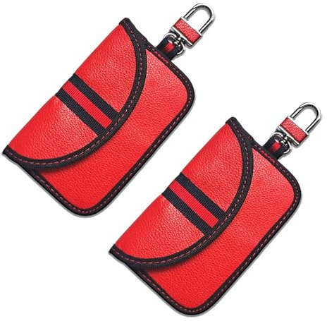 2 Stück Autoschlüssel Schutz Keyless, RFID Blocker Autoschlüssel Faraday Bag, Keyless Go Schutz Autoschlüssel, Schlüsseltasche Leder Funkschlüssel Abschirmung Signalblockierungstasche