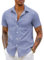 COOFANDY Mens Shirts Short Sleeve Shirts Casual Shirts Plaid Shirts Summer Shirt Slim Fit Checked Shirts Button Down Shirts Office Shirts Work Shirts Plaid-Blue M