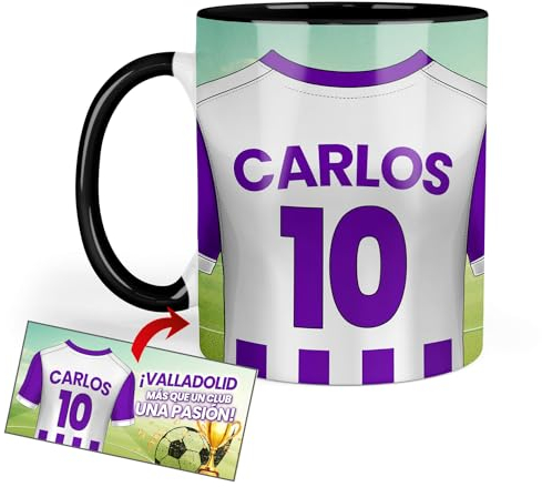 Kembilove Taza Personalizada Fútbol | Tazas de Desayuno Fútbol | Regalo Original Valladolid | Fútbol para Niños | Día del Padre | Tazas personalizadas
