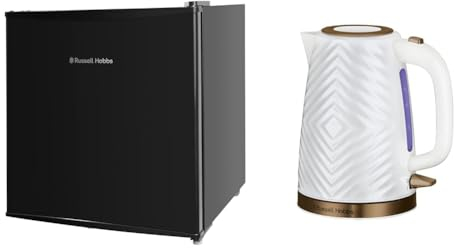 Russell Hobbs RHTTLF1B 43L Table Top F Energy Rating Fridge Black & Groove Electric 1.7L Cordless Kettle