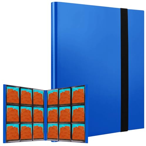 Dowdiles Sammelalbum Karten Total 360 mit 9 Fächern mit Elastischem Band für zum Tauschen von Karten Collection Sammelalbum und Sammel (Blau)