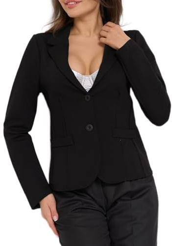 Ballandoro Blazer Donna Elegante Corto - Giacca Cerimonia Leggera Made in Italy, per Completo Abbigliamento Casual e Tailleur Eleganti Taglie Forti (IT, Testo, XXL, Regular, Regular, Nero)