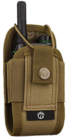 Explokit Custodia Tattica per Interfono Porta Radio Corto Regolabile Fondina Portatile per Walkie Talkie Militare Borsa per Intercom da Caccia con Cinghie Molle (#01-Marrone)