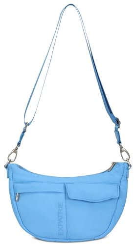 Expatrié Crossbody Bag Damen Blau - Vivy - Puffer Moon Bag - Umhängetasche im Halbmond Stil - Cross Body Handtasche mit Verstellbarem Gurt - Wasserabweisend