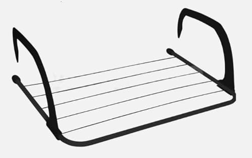 Unibos 5 Bar Radiator Clothes Airer, Anti Slip & Scratch, Heavy Duty, Multi-Use Laundry Airer, Wall Mount/Over Radiator (Black)