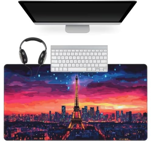 New York Mouse Mat Landscape Mouse Pad, Large Mouse Mat 35.4x15.7 inch, Desk Mat Texture Non-Slip Rubber Base Gaming Mouse Pad, Keyboard Mat Waterproof & Durable Mousemat for Desk Office Home qw651