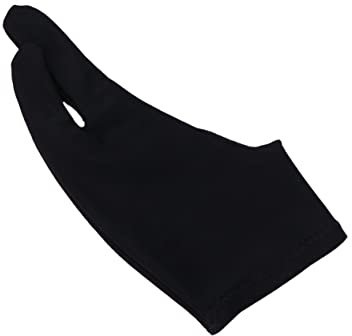 Healeved 2 Pack Two Finger Curved Gloves Artist Drawing Gloves for Sketch Tablet Surface Size l Black Breathable Anti-Sweat