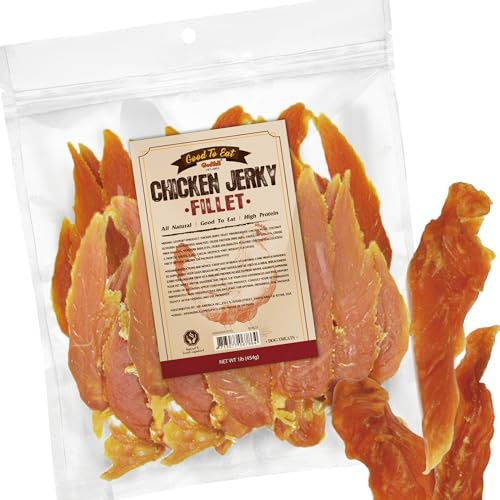 Gootoe Dog Treats, Chicken Jerky for Dogs - Dog Training Treats; High-Protein, Gluten-Free, Hypoallergenic, Grain-Free, Chicken Fillets, 1 lb