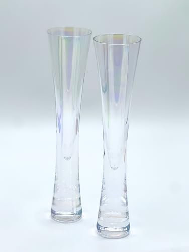 LSA International Moya Mother of Pearl Champagne Flutes | Mouthblown & Handpainted | Set of 2-170ml