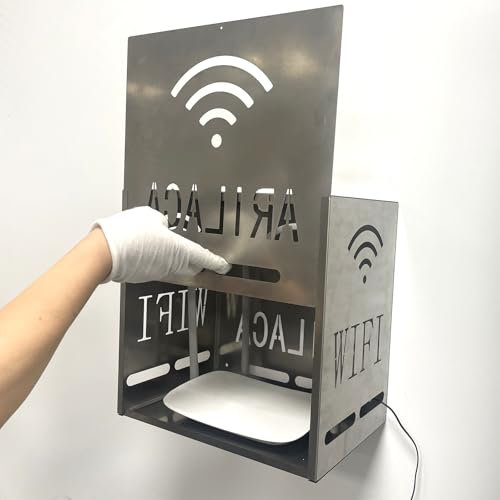 Aihmilcl Large WiFi Router Cover Shielding Emf Blocker for WiFi Router Box, Silver, Metal, Wall Mount, Compatible with Gaming Console