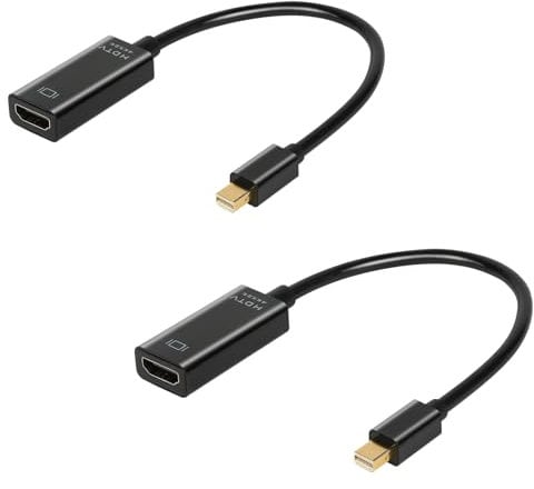 AXFEE 4K Adaptateur Mini DisplayPort vers HDMI, Lot de 2 Mini DisplayPort HDMI Adaptateur HDMI, | UHD, 4K 30Hz, 2K 60Hz,1080P 120Hz, pour MacBook Air/Pro, Microsoft Surface Pro et Plus - Noir