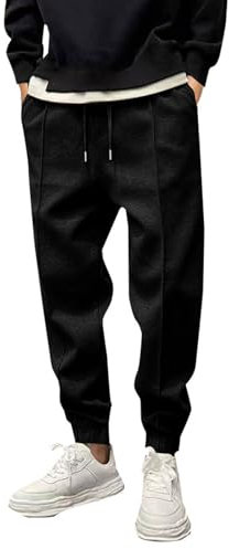 biJerou Modische Herren Jogginghose Mit Kordelzug Lange Sweathose Elastische Taille Bequem Lässig Sporthose Regular Fit Cordhosen Lose Gerade Freizeithose Große Größen Mit Kordelzug Hosen